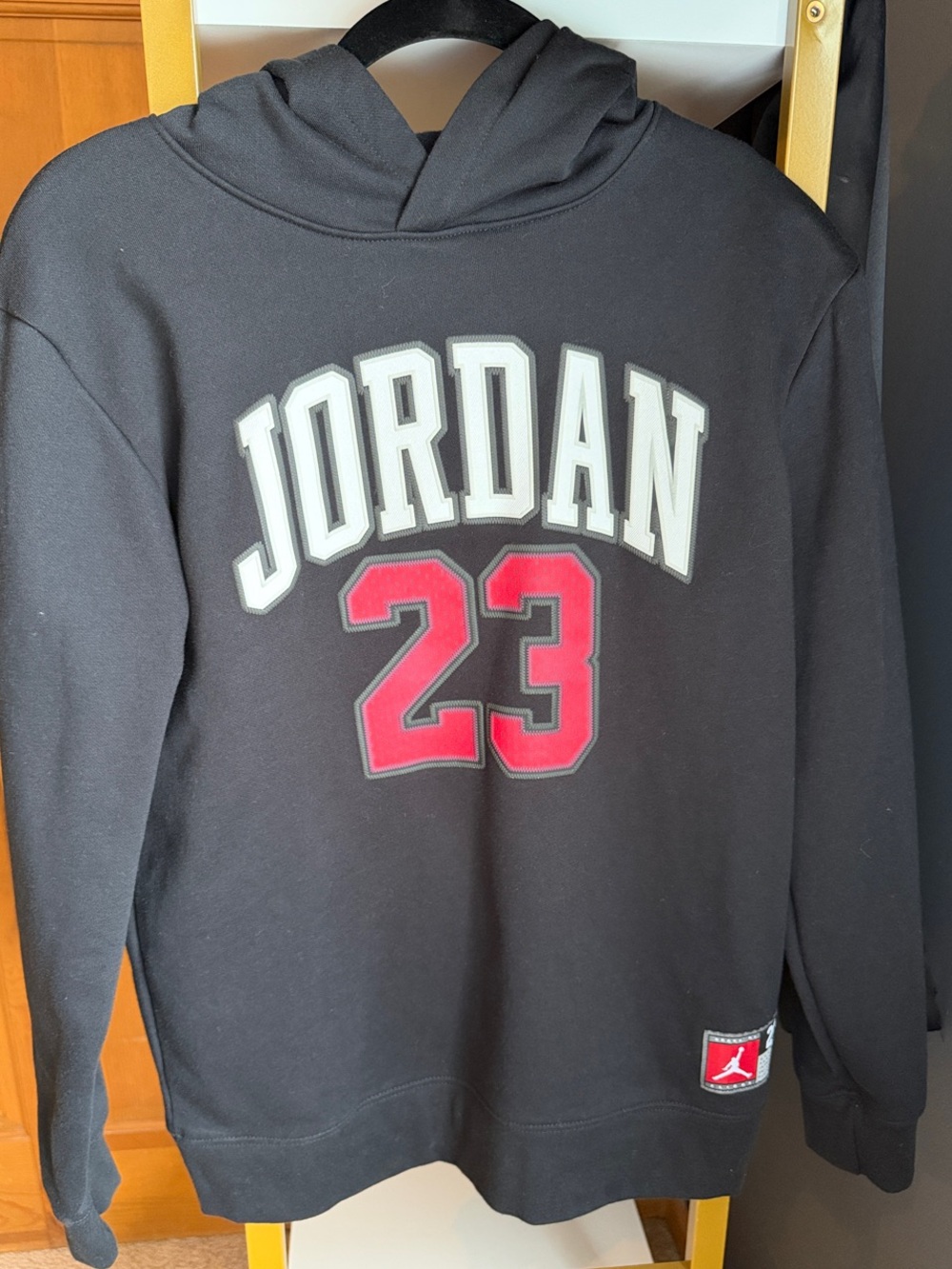 Jordan Black Hoodie with White and Red Graphics
